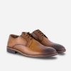 Brown Burnished Laceup Derby Shoes With Bella Tread